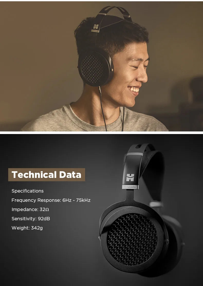 HIFIMAN SUNDARA Planar Magnetic Headphones Over-Ear HiFi Open-Back Headphones with Metal Casing High Fidelity Audio Design