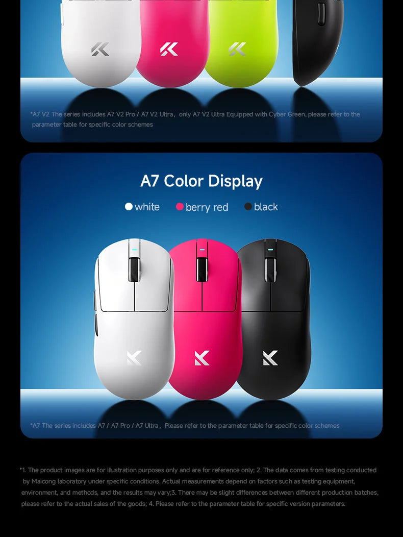 MCHOSE A7 V2 Ultra Wireless Gaming Mouse with PixArt 3950Ti Sensor, 8K Polling Rate, Lightweight Bluetooth & 2.4G RGB Gaming Mouse