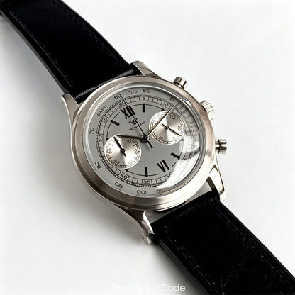 38mm Tandorio Retro Men's Watch Sport Watches Miyota OS20 Movement Chronograph Quartz Clock Black Dial Bubble Arched Glass