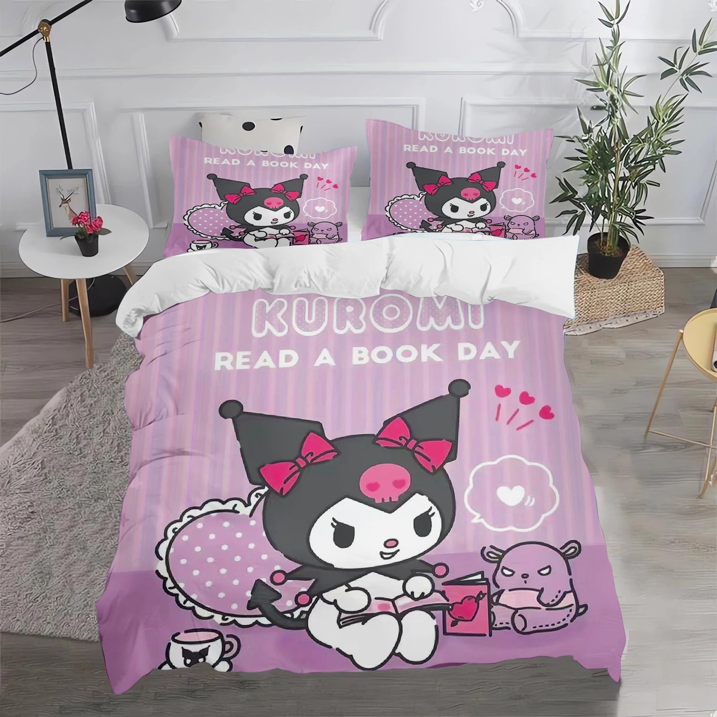 Kuromi Duvet Cover Cute Pillowcase Bedding Set Adult Boy Girl Bedroom Decoration Children Gift Single Double Large Size