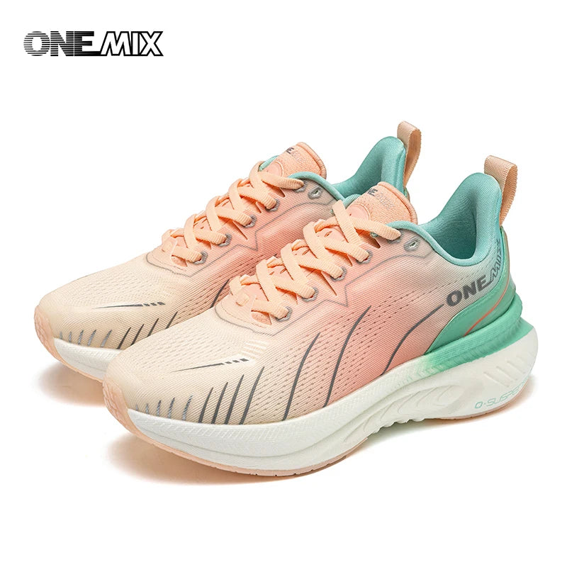 Baskets pour femme ONEMIX noires, chaussures de course respirantes pour femme, modèle de créateur, livraison gratuite, chaussures de sport roses à amorti