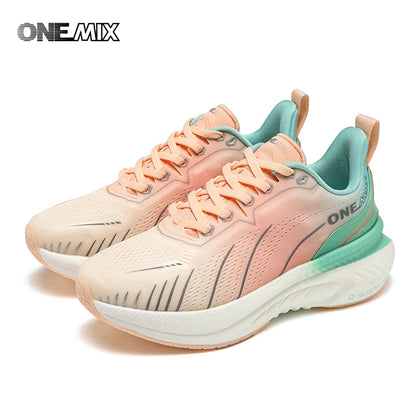 Baskets pour femme ONEMIX noires, chaussures de course respirantes pour femme, modèle de créateur, livraison gratuite, chaussures de sport roses à amorti