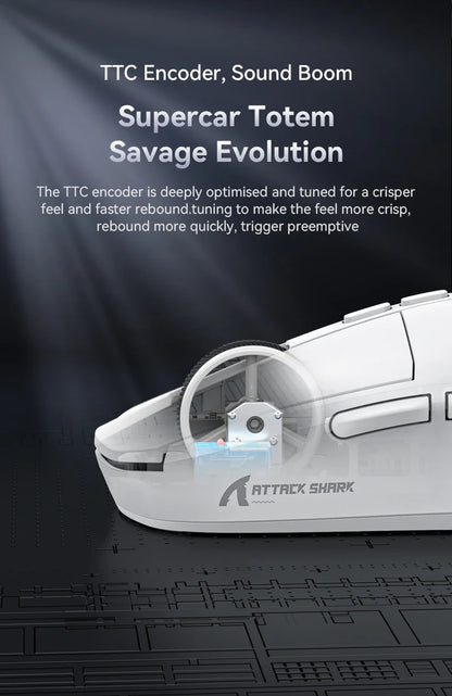 Attack Shark X6 Lightweight Wireless Gaming Mouse, Tri-Mode Bluetooth & 2.4G Gaming Mouse, 26,000 DPI RGB Charging Dock, PAW3395 Sensor