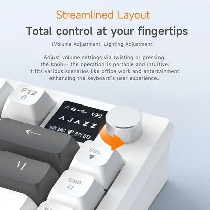 AJAZZ AF82 Low Profile Wireless Gaming Keyboard RGB 75% Mechanical Feel Keyboard, Tri-Mode Bluetooth/2.4G/USB Keyboard for Windows & Mac