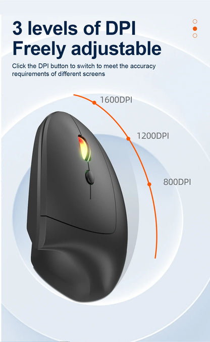 NexusClick Bluetooth Wireless Vertical Mouse, Rechargeable Ergonomic Mouse with 2.4G & Bluetooth, 1600 DPI Adjustable Silent Wireless Mouse for Laptop & PC
