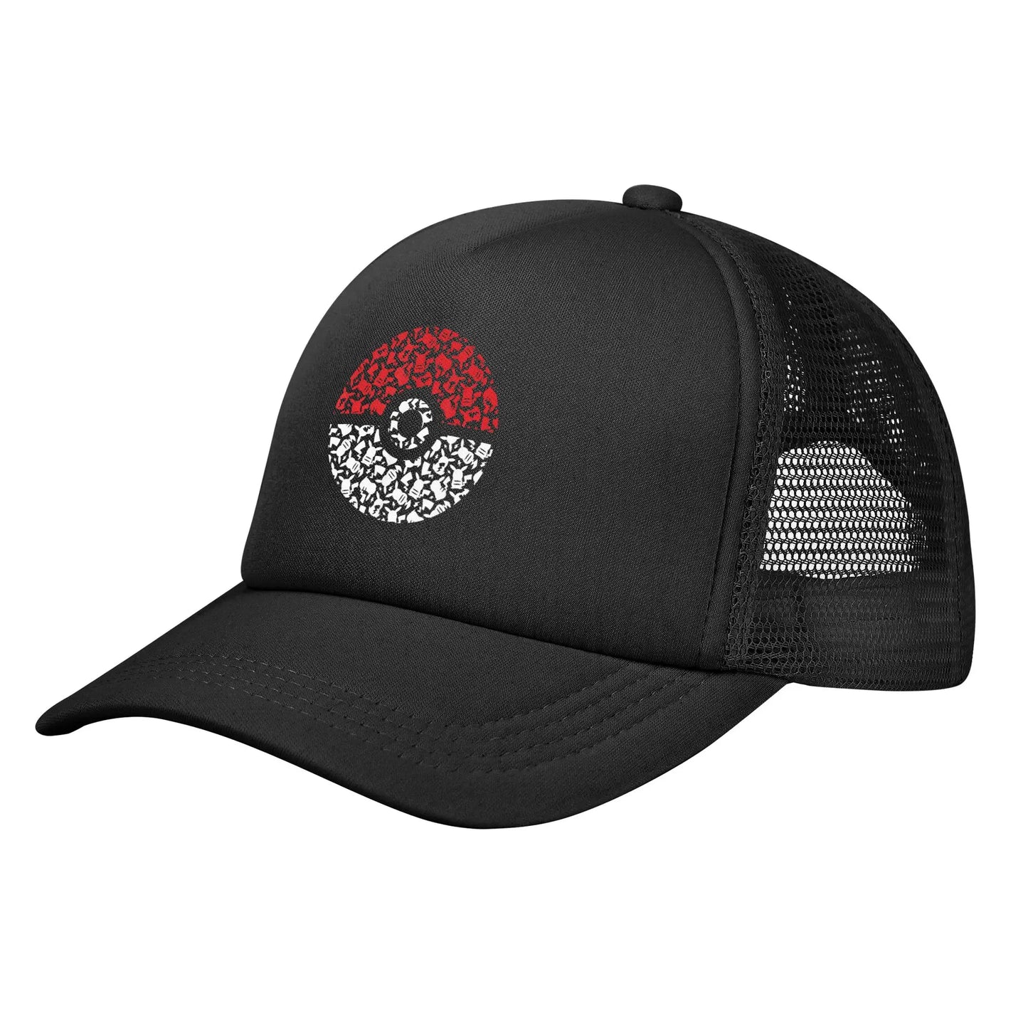 Pikachu Pokeball Mesh Baseball Cap Unisex Fitted Sun Hat Pokemoned  Hat Adjustable Snapback Caps Golf Hats Summer Trucker Caps