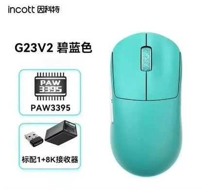 Incott G23 V2 Wireless Gaming Mouse PAW3395, 47g Lightweight Gaming Mouse, 3-Mode Bluetooth & 2.4GHz, 8000Hz Polling Rate, Ultra-Low Latency Esports Mouse