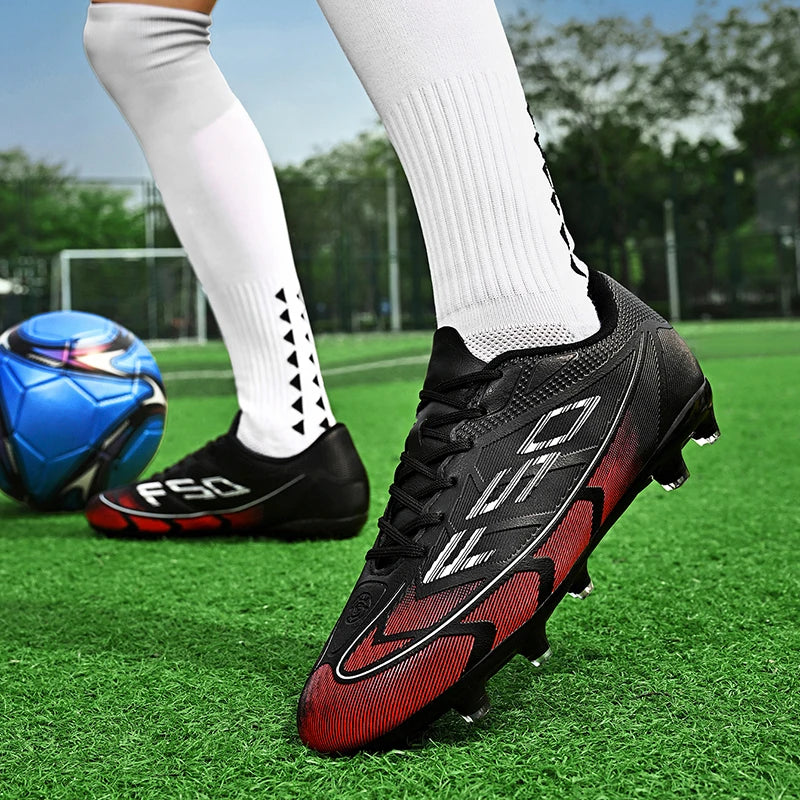 Chaussures de football pour jeunes, crampons pour terrain dur, fermeture à lacets, chaussures de football pour enfants, garçons et filles, chaussures d'entraînement pour activités de plein air.