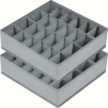 1pc Fabric Storage Box with 24 Compartments - Foldable Stackable Organizer for Socks Ties Underwear Space-Saving Drawer Divider