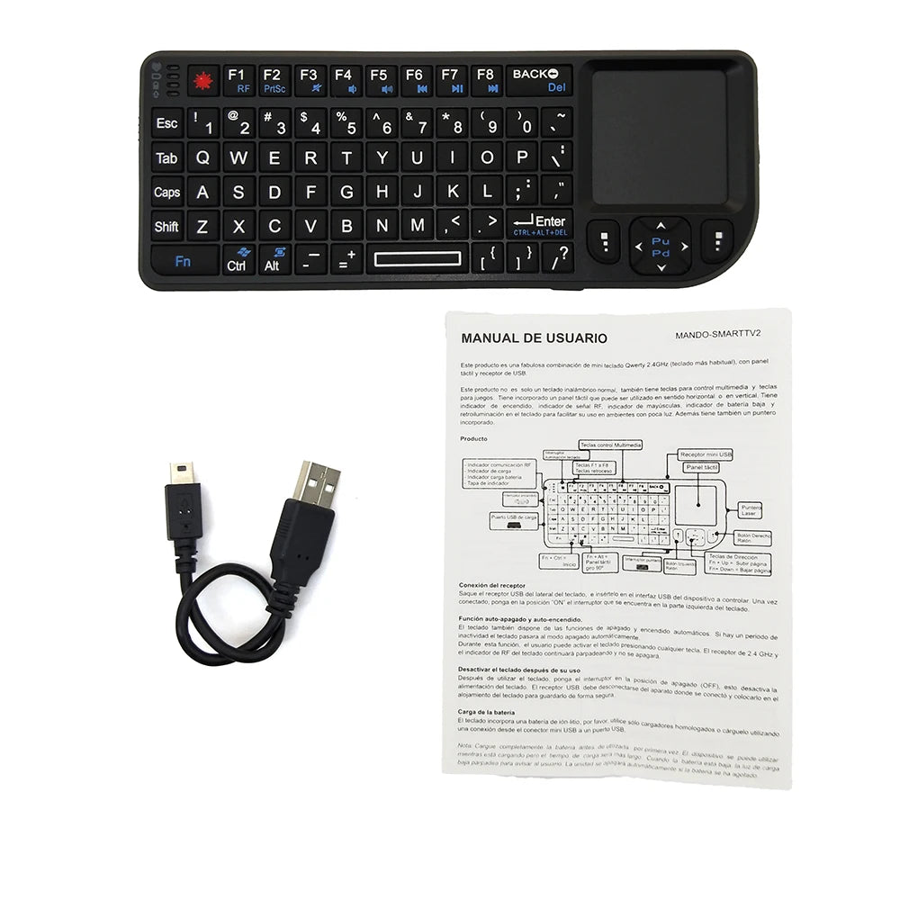 A8 Mini Wireless Keyboard 2.4G 7 Color Backlit 3 in1 Handheld Keyboard with Touchpad Air Mouse for Android TV Box PC Tablet