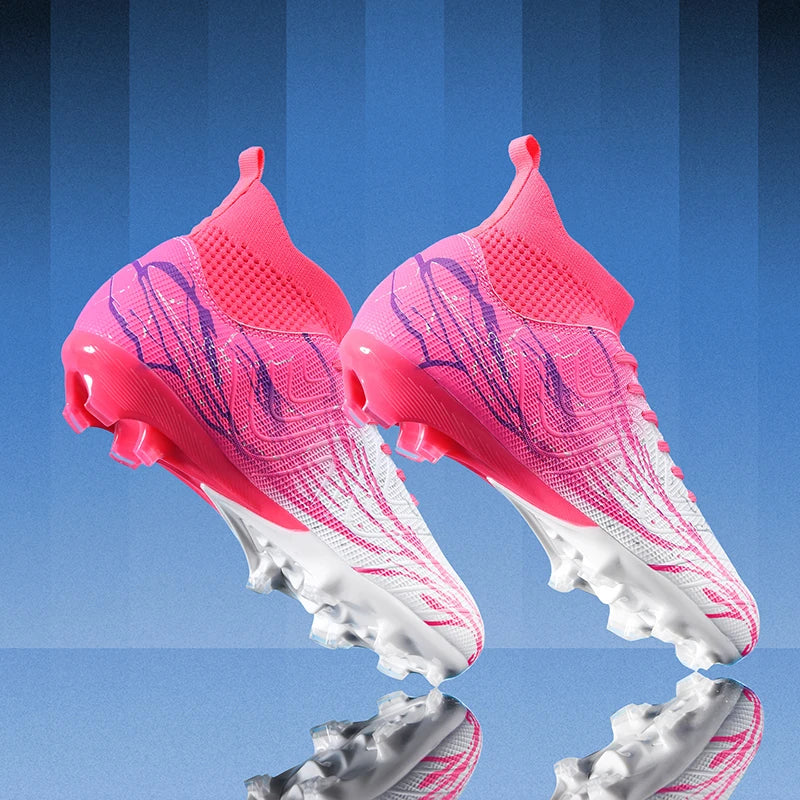 Nouvelles chaussures de football pour hommes, très vendues, chaussures de football à tige haute, crampons de futsal pour terrain en herbe, baskets d'intérieur de haute qualité, antidérapantes pour l'extérieur.