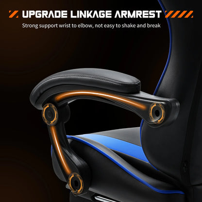 JHK Ergonomic Racing Gaming Chair with Lumbar Support, Adjustable PU Leather Computer Chair, Swivel Office Gaming Chair with Headrest & Armrests