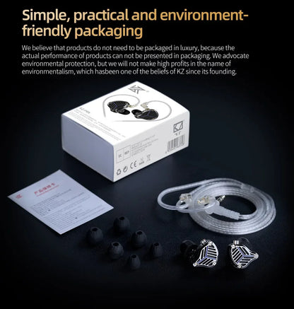 KZ PRX Planar Magnetic IEM Earphones – HiFi Bass In-Ear Monitor Headphones with Silver-Plated Cable