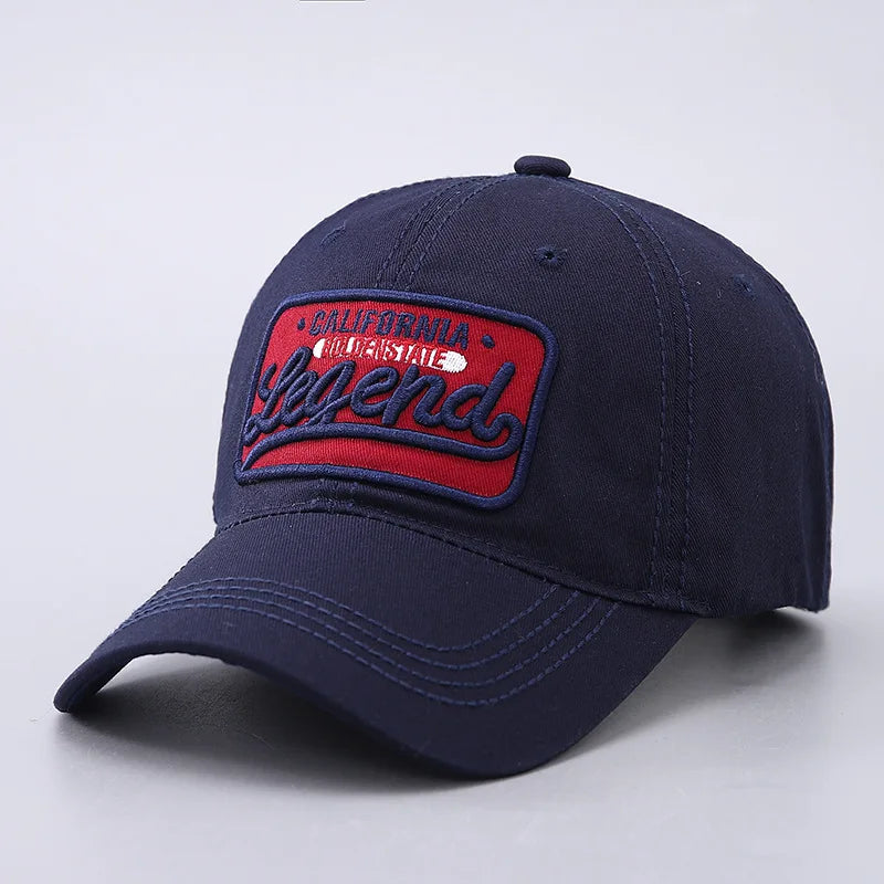 Cappellino da baseball con lettera ricamata in 3D, cappellino LEGEND in puro cotone con visiera ricurva e finitura lavata, adatto agli sport all’aria aperta e alla protezione dal sole