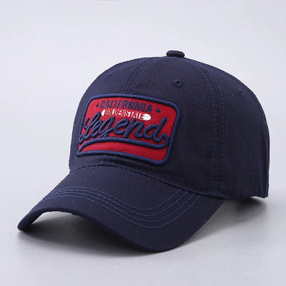 Cappellino da baseball con lettera ricamata in 3D, cappellino LEGEND in puro cotone con visiera ricurva e finitura lavata, adatto agli sport all’aria aperta e alla protezione dal sole