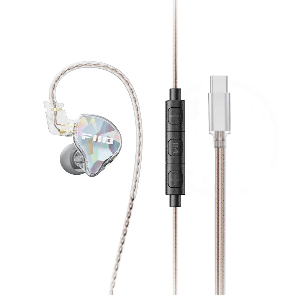 FiiO JD10 Wired In-Ear Earphones HiFi Bass Stereo Earbuds with 3.5mm Type-C Connector, High Resolution Audio Music Earphones for Gaming, Sports & Daily Use