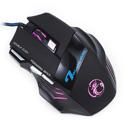 5500 DPI USB Wired Gaming Mouse, 7-Button RGB Optical Gaming Mouse for PC, Ergonomic High-Precision Computer Gaming Mouse for Windows & Laptop