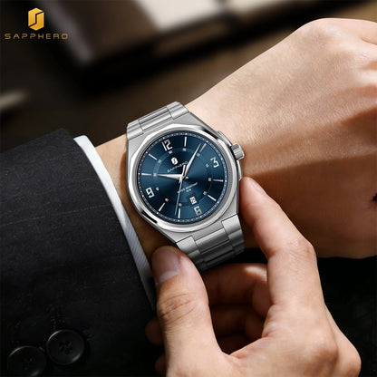 SAPPHERO Luxury Men's Watches Date Display Stainless Steel Watch Strap Men's Gifts Travel Essentials Waterproof Wristwatch
