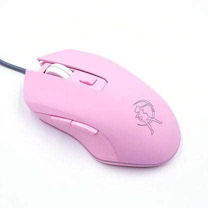 UTHAI DB49 Wired Pink Gaming Mouse, Cute RGB Wired Gaming Mouse with 3200 DPI, Silent USB Computer Mouse for PC, Laptop & Office