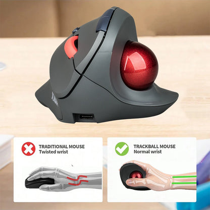 JOMAA Wireless Trackball Mouse, Ergonomic Vertical Rechargeable Bluetooth Trackball Mouse with USB Receiver, Silent Click, Multi-Device Mouse for Windows, Mac & Android