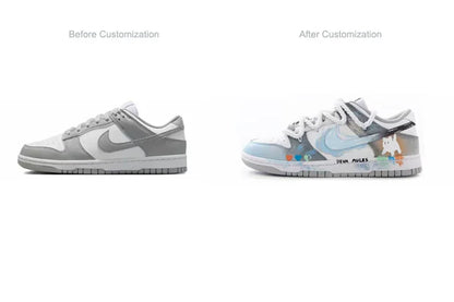Custom Sneakers Nike Dunk Cyberpunk Graffiti Gradient Blended Artistic Low-Top Unisex Skate Shoes