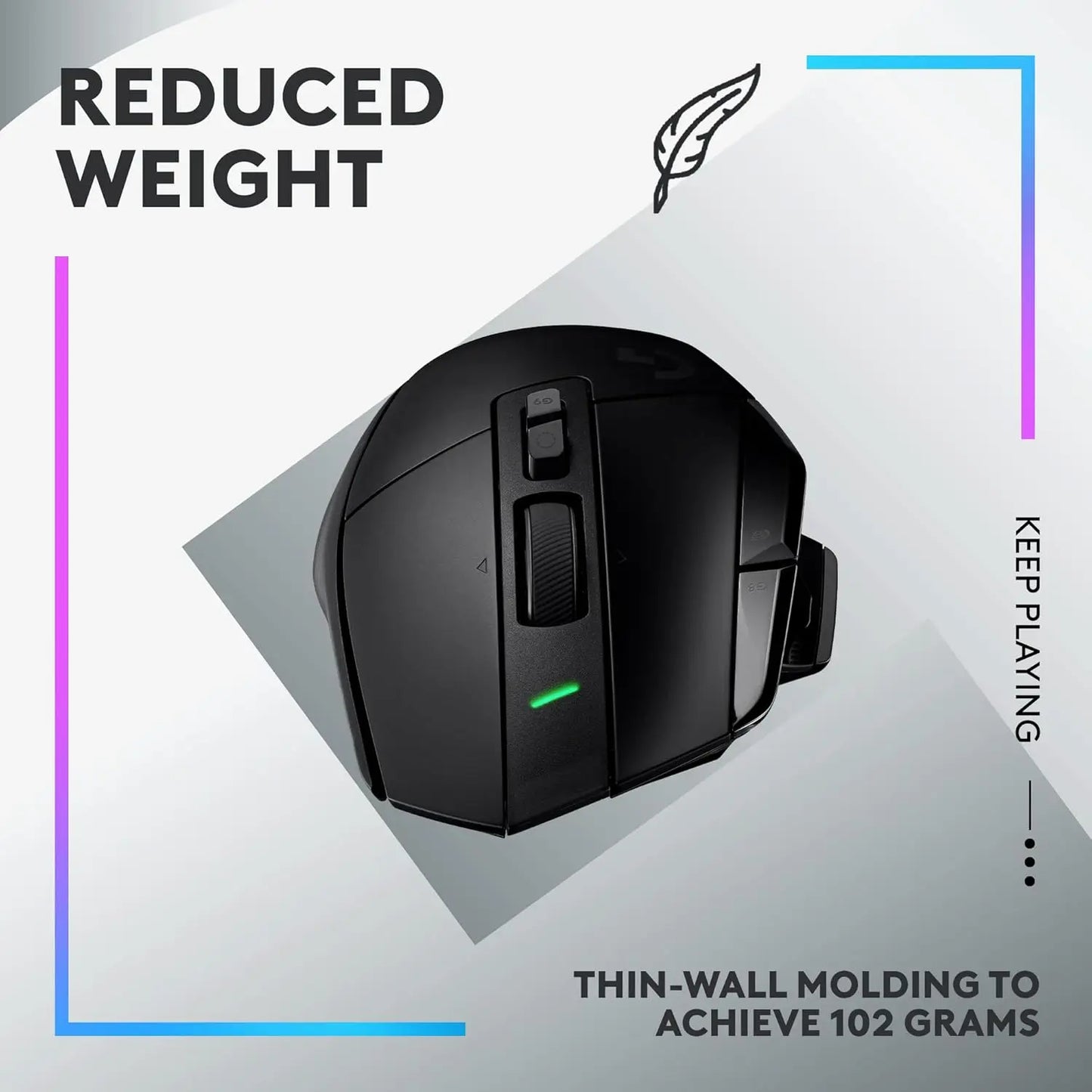 Logitech G502 X LIGHTSPEED Gaming Mouse Wireless, HERO 25K Sensor, LIGHTFORCE Hybrid Optical-Mechanical Switches, RGB Gaming Mouse for PC