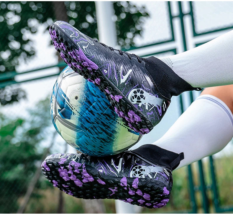 Chaussures de Football pour hommes et femmes, chaussures d'extérieur AG/FG, bottes de Football respirantes, ultralégères, antidérapantes, chaussures d'entraînement de Futsal