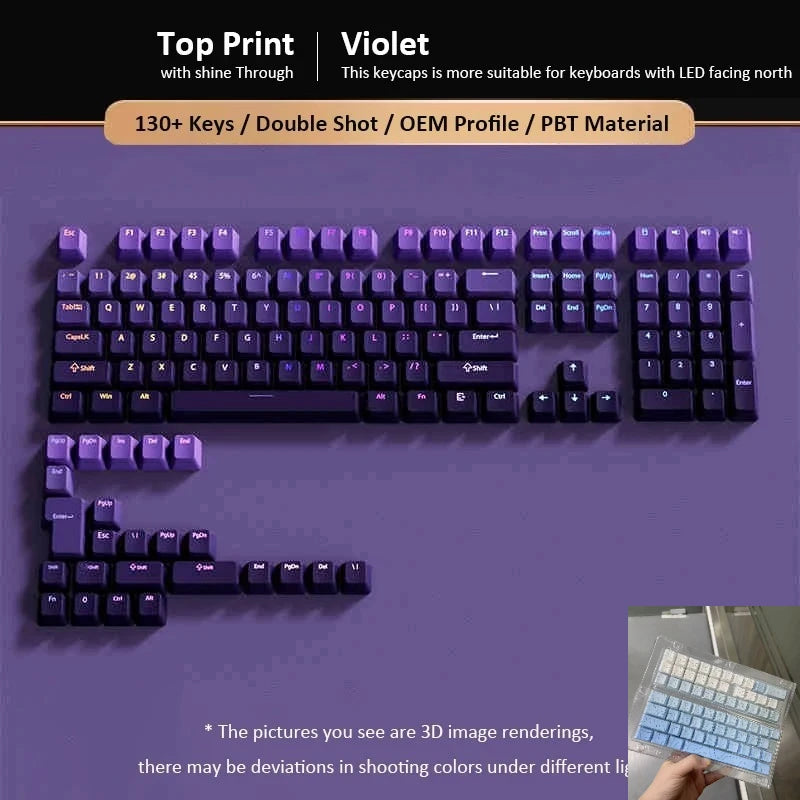 133+ Tasten OEM-Profil Gradient-Keycaps für mechanische Gaming-Tastatur mit Cherry MX Switch, PBT, hintergrundbeleuchtet, RGB-Keycap, ISO-Layout Keycaps