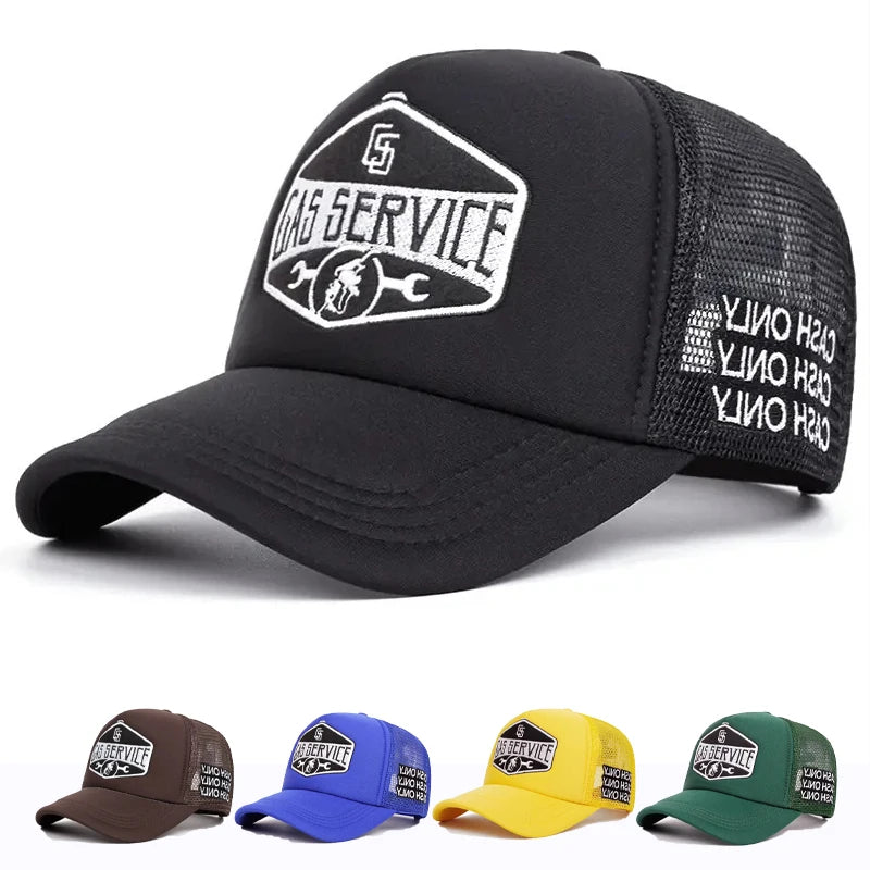 Cappellini da baseball con ricamo di lettere, nuovi, unisex, hip hop, traspiranti, con visiera parasole personalizzata in rete, versatili, alla moda, in stile streetwear, cappellini da camionista