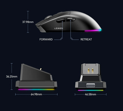 X3 Wireless Bluetooth Mouse Dual-Mode 2.4G Gaming Mouse, Rechargeable RGB Wireless Bluetooth Mouse with Adjustable DPI, Lightweight Ergonomic Mouse