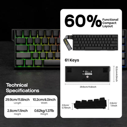 AULA Mini60 HE/Pro/Max 60% Magnetic Switch Gaming Keyboard RGB Tri Mode Mechanical Keyboard 8000Hz 0.01mmRT for E-Sports Gifts