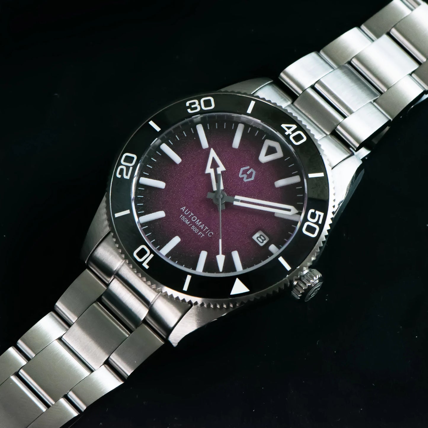 WSD9017 Men's Automatic Watch Mechanical 3D Dimensional Luminous Watch Needle Ceramic Bezel 150 Meters Waterproof Diving