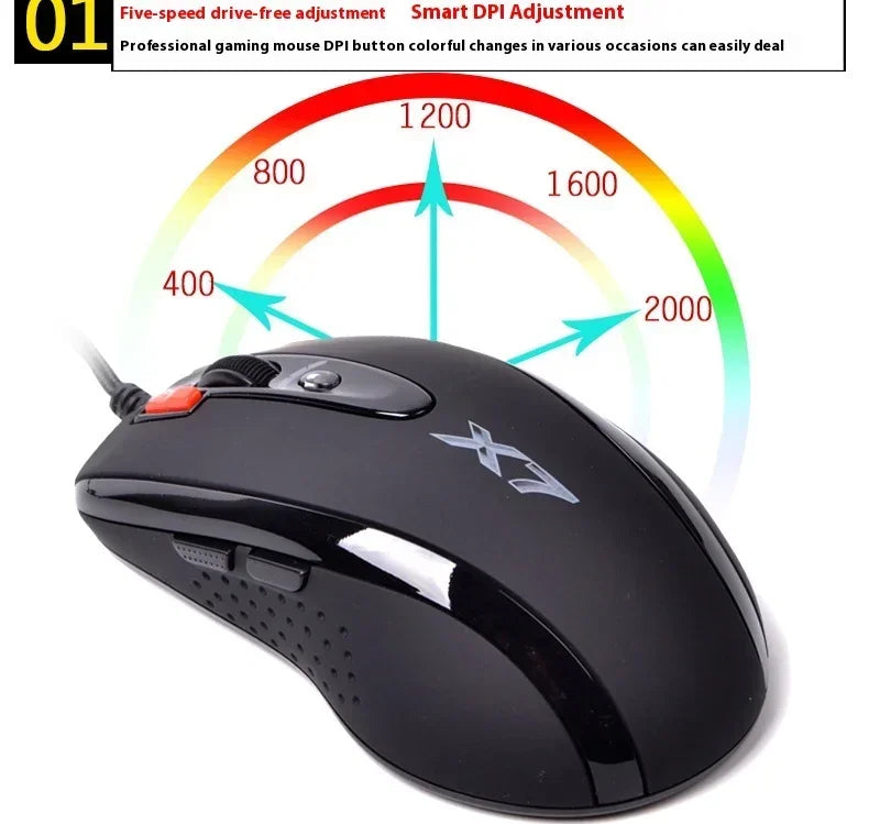 A4TECH Bloody X7-710K Wired Gaming Mouse 2000 DPI USB Gamer Mouse with Macro Programming for PC, Laptop & Esports