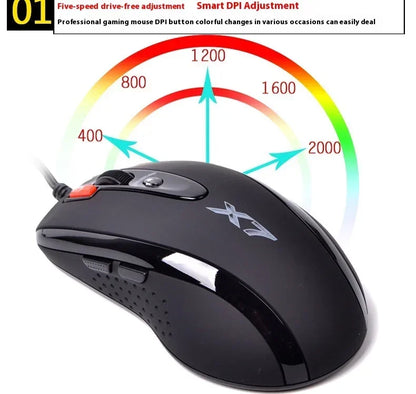 A4TECH Bloody X7-710K Wired Gaming Mouse 2000 DPI USB Gamer Mouse with Macro Programming for PC, Laptop & Esports