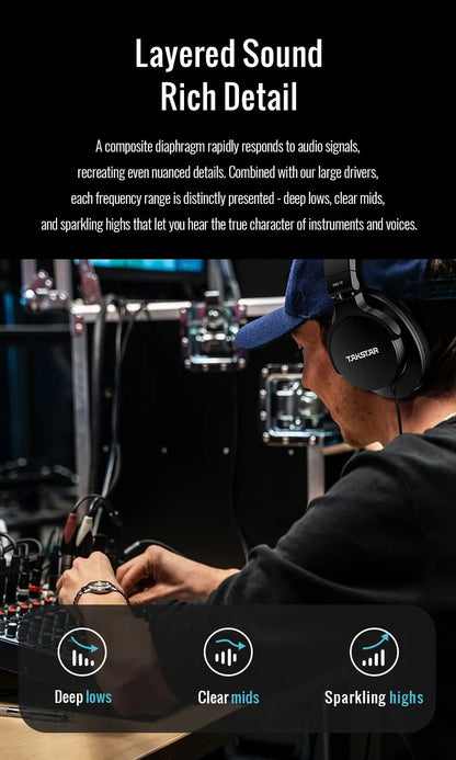 Auriculares de monitoreo profesional de estudio TAKSTAR PRO 70 – Headset circumaural con cable y diseño cerrado para producción musical, DJ, gaming y grabación