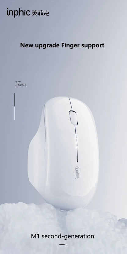 Inphic M1 2.4G Wireless Mouse Type-C Rechargeable Silent Ergonomic Mouse with Battery Level Display, Adjustable DPI Wireless Office Mouse for Laptop & PC