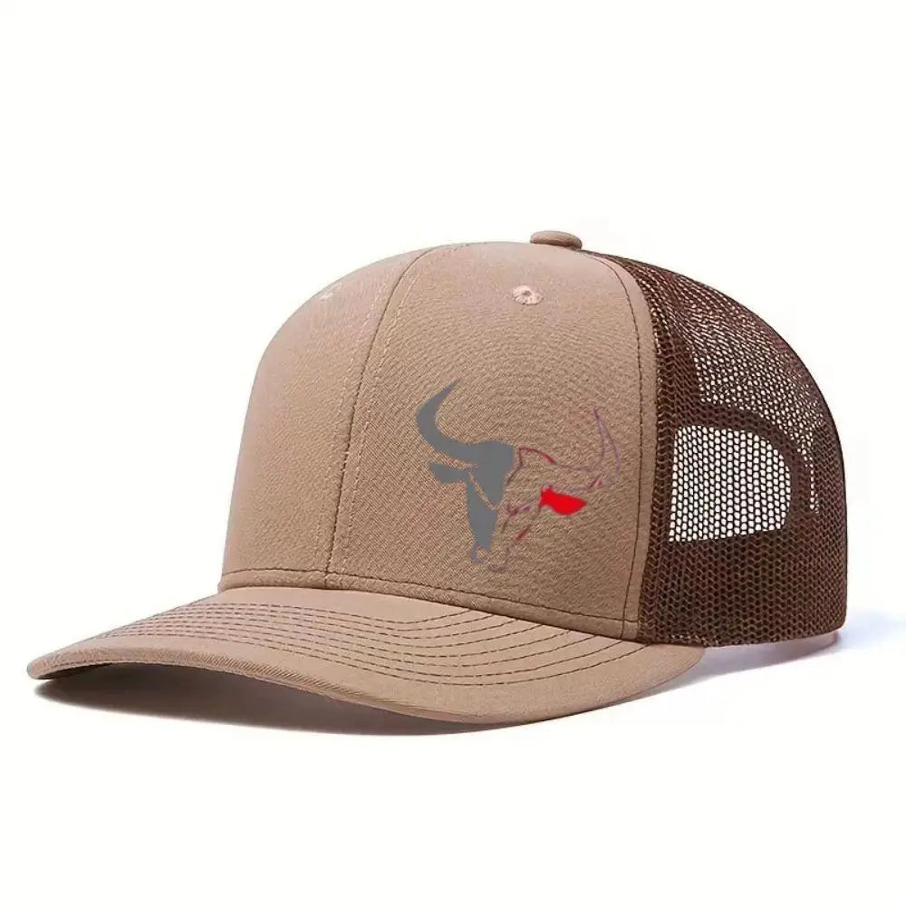 Cappellino da baseball estivo casual con stampa "Bull Head", visiera sportiva hip hop traspirante in rete, cappelli da sole regolabili per uomo e donna