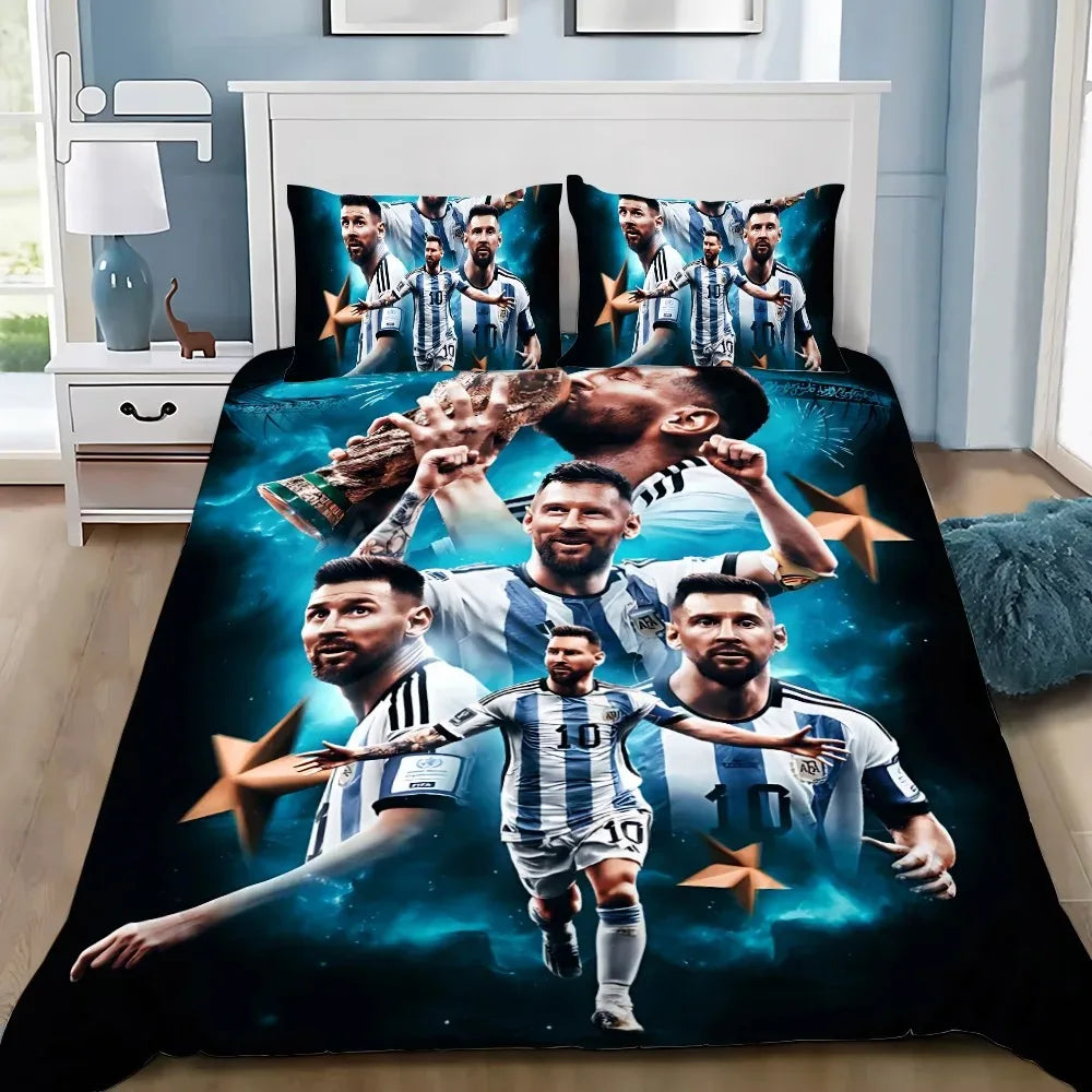 Football Star M-messis Duvet Cover Pillowcase Bedding Set Adult Boy Girl Bedroom Decoration Children Single Double Large Size