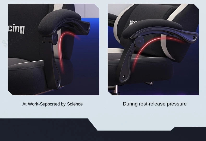 Ergonomic Gaming Chair with Latex Seat Cushion, Adjustable Backrest, Computer Office Chair, Racing Style Gamer Chair with Armrests