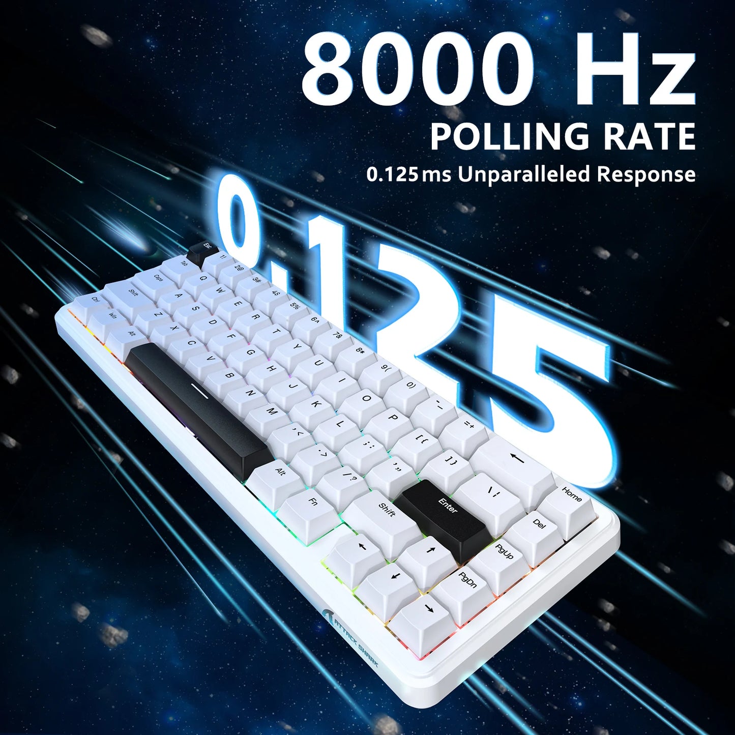 ATTACK SHARK X65 HE Magnetic Switch Rapid Trigger Keyboard, 65% Wired Gaming Keyboard with 8000Hz Polling Rate, Hall Effect RGB Mechanical Keyboard