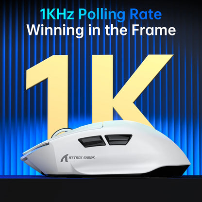 ATTACK SHARK V6 Wireless Gaming Mouse, Superlight RGB Gaming Mouse with Magnetic Charging Dock, PAW3311 Sensor, Tri-Mode Bluetooth Gaming Mouse