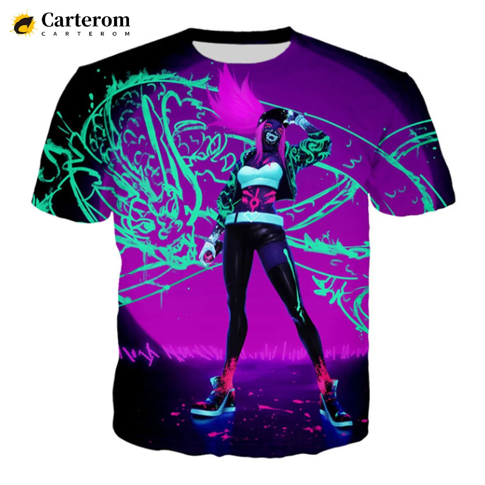 Sexy Akali 3D Print T-shirt League Of Legends T Shirt Men Women Fashion Casual Harajuku Style Tshirt Streetwear Cool Tops