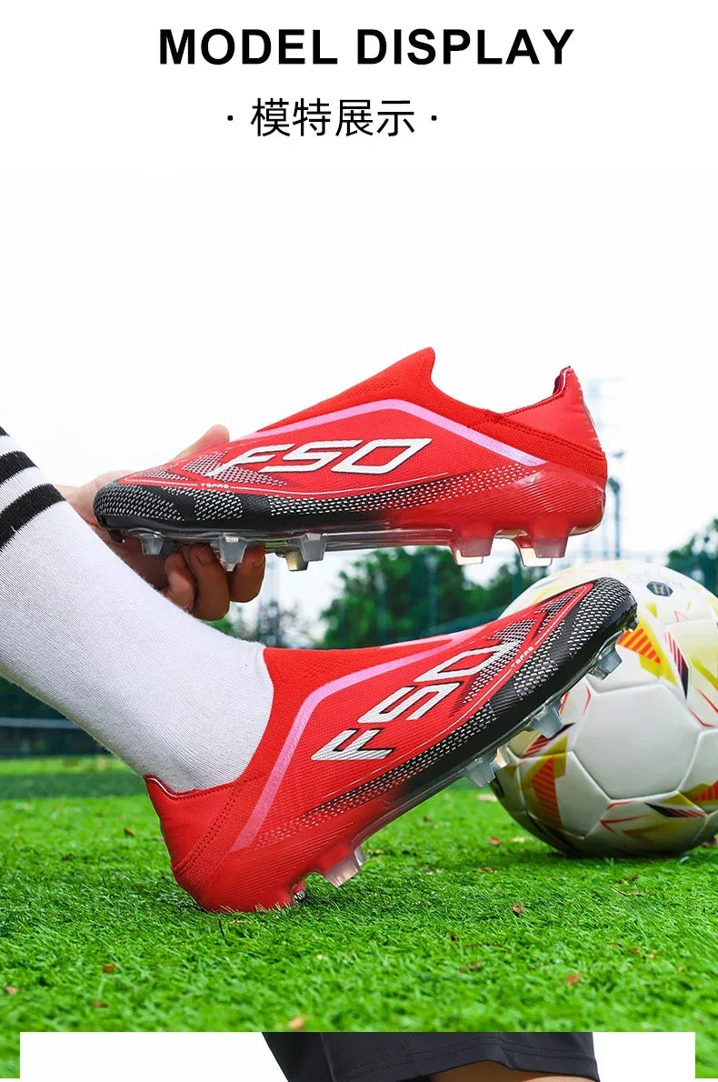 Męskie buty piłkarskie na trawę – wysokiej jakości buty meczowe do piłki nożnej na świeżym powietrzu, antypoślizgowe trampki dla chłopców, bestsellerowe buty z wysoką cholewką, lekkie