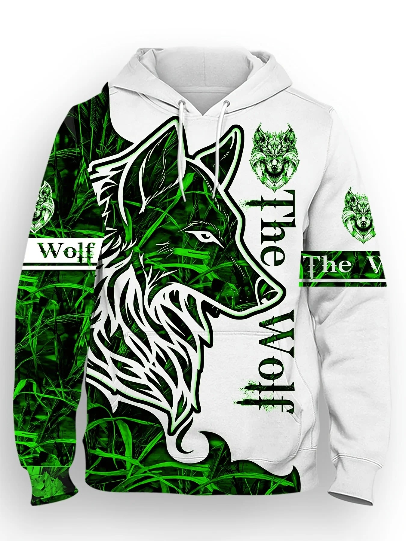 Fashionable men's autumn personalized wolf print soft and comfortable hooded sweatshirt outdoor street style clothing