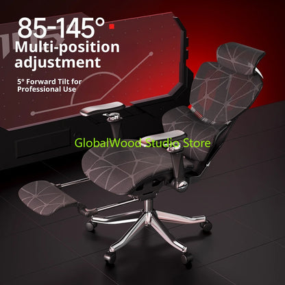 Ergonomic Office Chair with Wheels, Adjustable Desk Chair with Armrests, Comfortable Swivel Gaming Chair, Lumbar Support Executive Chair for Home Office