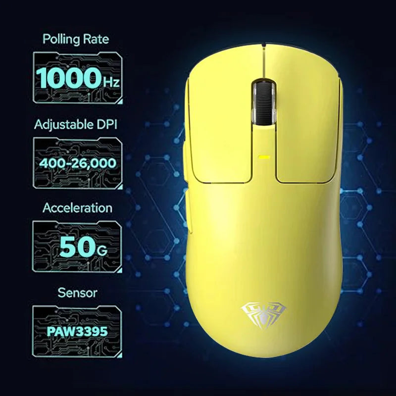 AULA SC680 Wireless Gaming Mouse, Tri-Mode Bluetooth 5.0/2.4G/Wired Gaming Mouse with PAW3395 Sensor, 26000 DPI Super Lightweight Gaming Mouse for PC, Mac & Laptop
