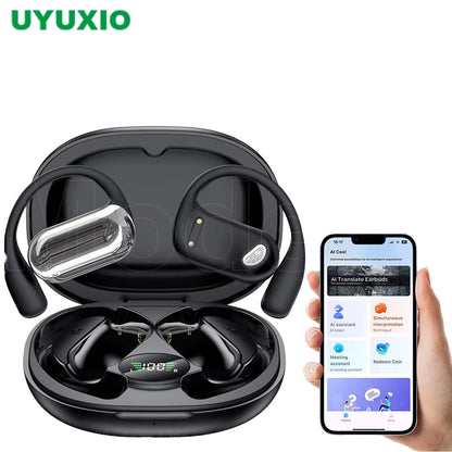 UYUXIO AI Translation Earbuds Real Time Translator Headphones, 144 Languages Smart Bluetooth Translator Earphones for Business