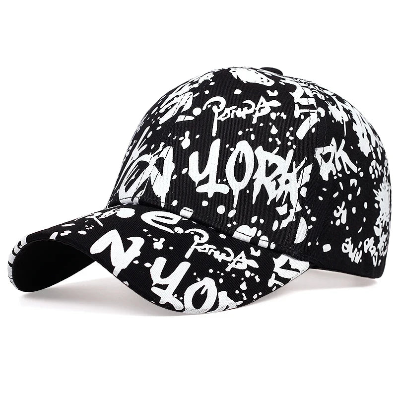 Unisex Letter Graffiti Print Baseball Caps Spring Autumn Outdoor Adjustable Casual Hats Sunscreen Hat