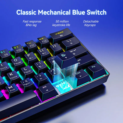 60% mechanical keyboard 61 key wired luminous gaming keyboards Gamer teclado para computadora pc ergonomic black white key board