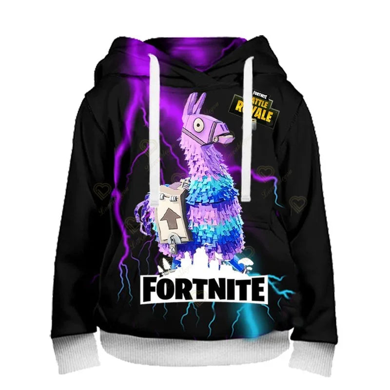 Sweatshirt com capuz Fortnite para homem, estampado 3D, moda Battle Game, para rapazes e raparigas, estilo hip hop, casaco casual masculino
